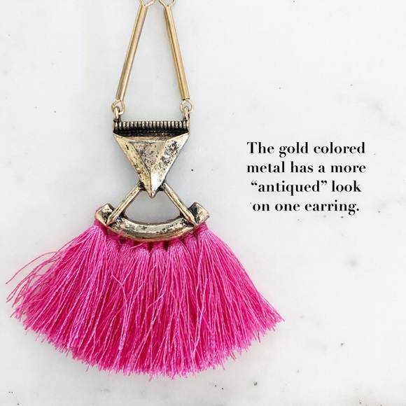 🆑 "Catalina" Earrings || Hot Pink Tassel - Picture 8 of 12